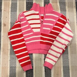 Alterd state red and pink Vibrant Striped Cowl Neck Sweater size XXS valentines